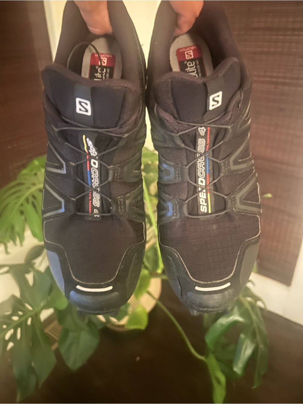 Salomon Speedcross 4 Trail Running Shoes - Black with Blue Accents